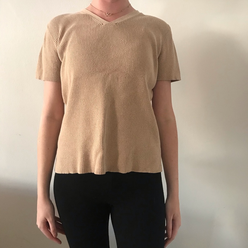 VINTAGE Cherokee Ribbed V Neck Tee